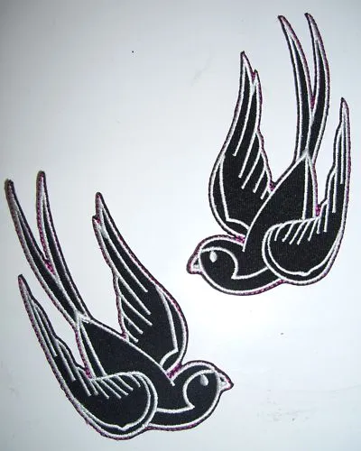 2 moineau noir blanc hirondelle fer sur patch rockabilly tatouage oiseau - 25