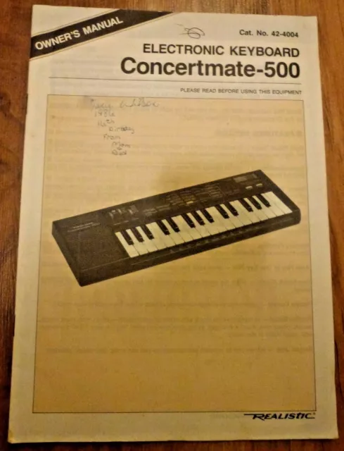Owner's Manual for Concertmate-500 Electoronic Keyboard 1986 Cat.No42-4004 Japan