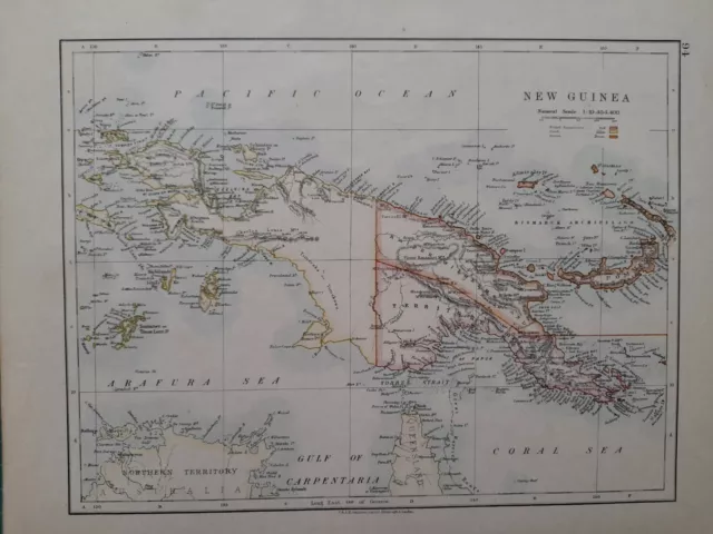 1913 Karte - Neu Guinea Britische Possessions Kaiser Wilhelms Land Bismarck