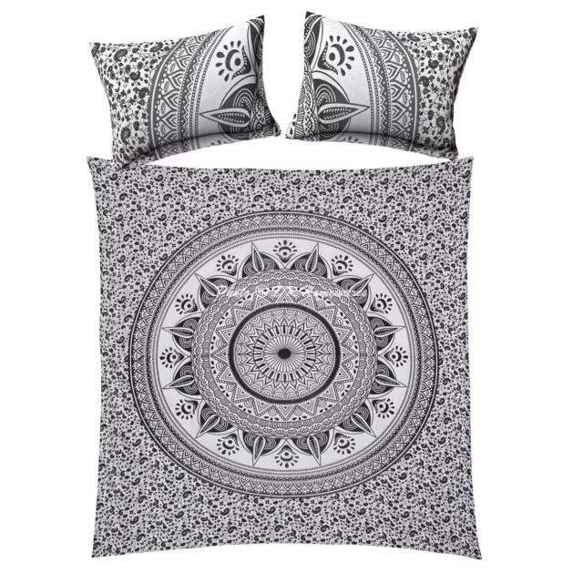 Juego de funda nórdica floral doble gris, ropa de cama, manta étnica...