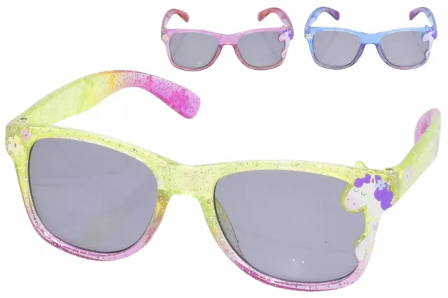 Kids Glitter Unicorn Sunglasses Girls Children Summer Pink Yellow blue UV400