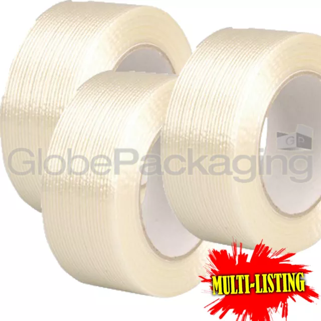 EXTRA STRONG REINFORCED CROSSWEAVE FILAMENT PACKING TAPE 25-50mm x 50M ROLLS