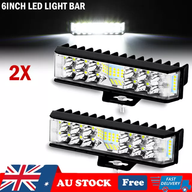 2x 6Inch LED Light Bar Flood Spot Combo Beam Offroad Driving Work Lamp 4WD Boat