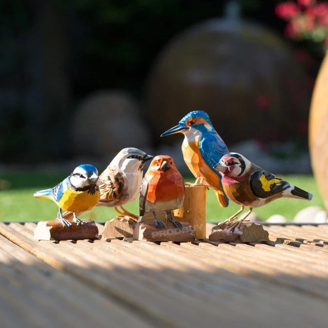 Kleine handgeschnitzte Vogelornament Haus Garten Deko Figur Statue