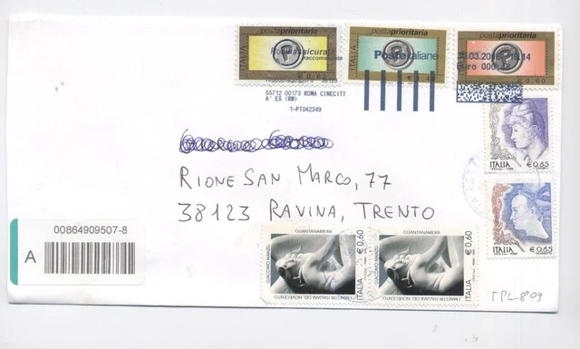 STORIA POSTALE Tplabel Posta Assicurata Da Roma 2016