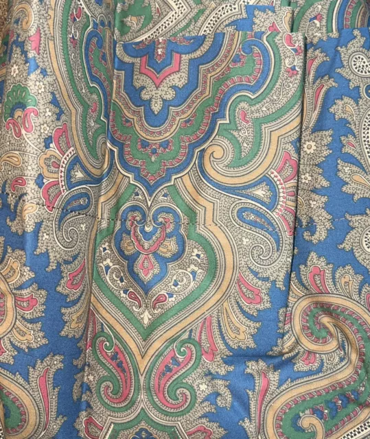 Sábana plana doble Ralph Lauren Brianna cachemira azul verde 200 unidades vintage