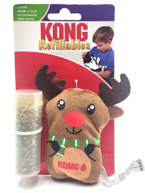Kong Holiday Christmas Refillables Reindeer Catnip Plush Cat Toy