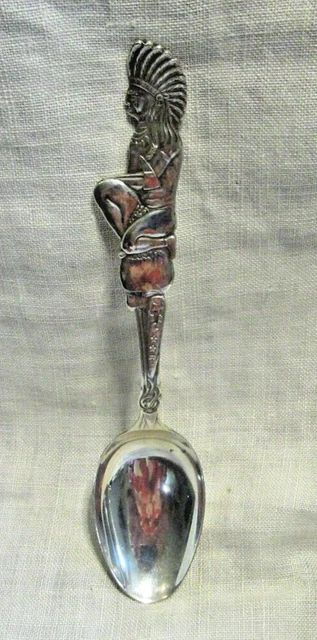 Antique Sterling Souvenir Spoon Native American On One Knee Baker Manchester