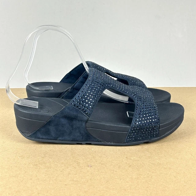 Fitflop Rokkit Studded Slide Sandals Womens 9 Navy Blue Slip On 3