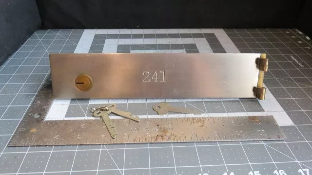 Antique L.L. Bates 1886 Safety Deposit Box Door, Hinges 2 Op & 1 Guard Key #241
