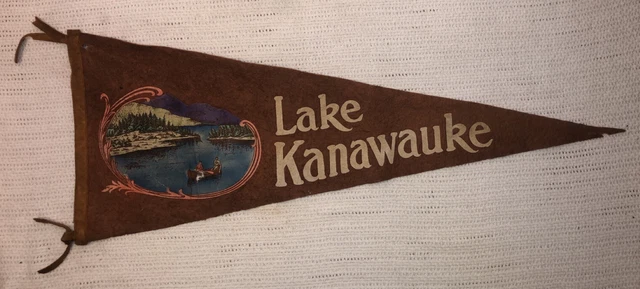 Vintage 1930s 1940s Lake Kanawauke Harriman State Park New York NY Pennant 30"
