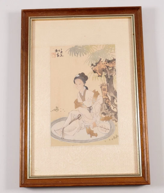Aquarell China Geisha signiert Gerahmt aus Shanghai