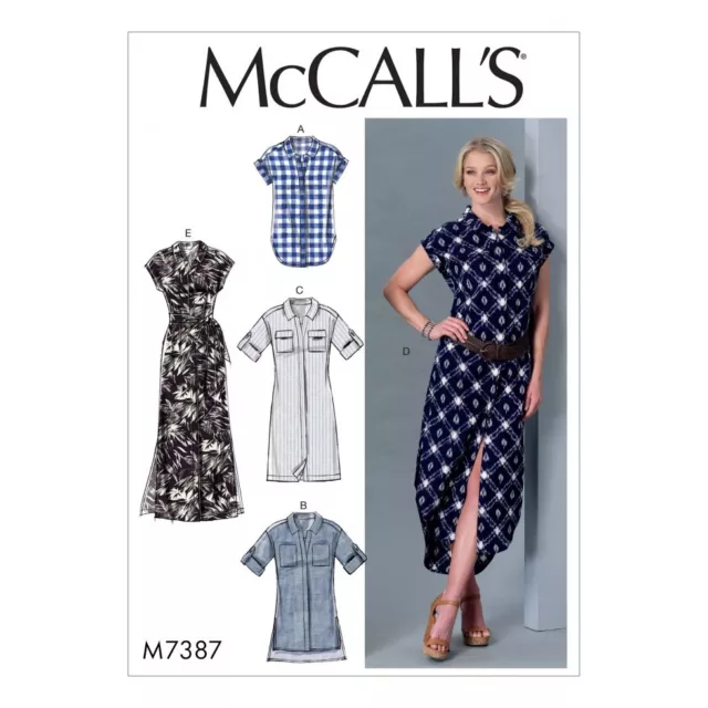 McCalls Ladies Easy Sewing Pattern 7387 Button Down Top, Tunic, Dresses &...