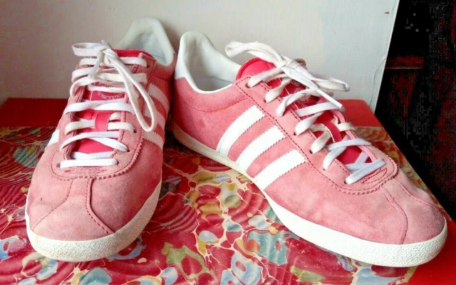 ADIDAS BASKET GAZELLE Femme Rose bandes blanches cuir T UK 6 FR 39