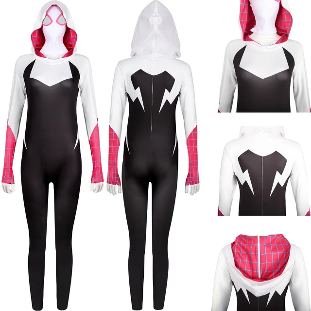 thumbnail interactive-video image 1 of Girls Ghost Spider Costume – Gwen Stacy Spiderman Superhero Jumpsuit – Book Week Dress Up 1 of 4