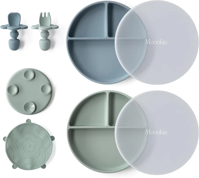 Piatto Bambini Con Ventosa - 3 Scomparti In Acciaio Inox, Antiscivolo, Con Coperchio, Giallo - Foto 5