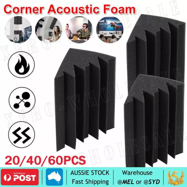 60PCS Studio Acoustic Foam Corner Bass Trap Sound Absorption Treatment Proofing