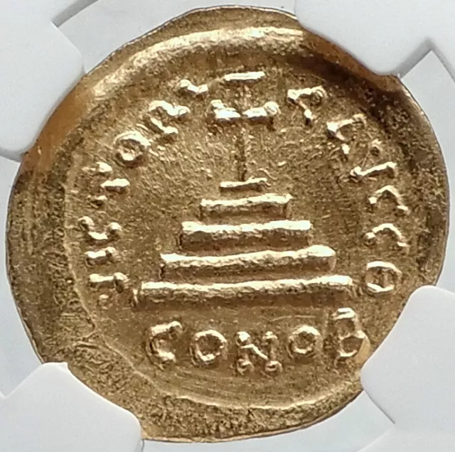 TIBERIUS II CONSTANTINE Authentic Ancient 579AD Gold Byzantine Coin NGC i82322 2