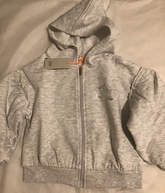 River island mini girls aged 2-3 years grey marl heart print sweat top set BNWT 3