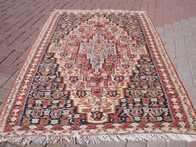 Handmade Kilim Rug Small Kilim Wool Blue Beige Rug Tribal Nomadic Kilim 4x5.2 Handmade Kilim Rug Small Kilim Wool Blue Beige Rug Tribal Nomadic Kilim 4x5.2