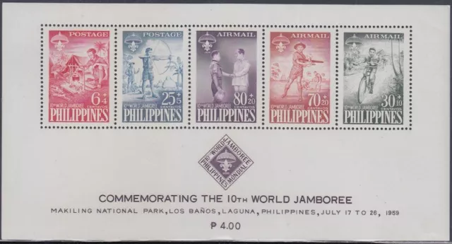 PHILIPPINES Sc # CB3a CPL MNH SOUVENIR SHEET of 5 DIFF, BOY SCOUT WORLD JAMBOREE