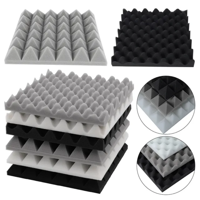 12 Pcs Acoustic Foam Tiles Panels Studio KTV Soundproofing Treatment Pad 30x30cm