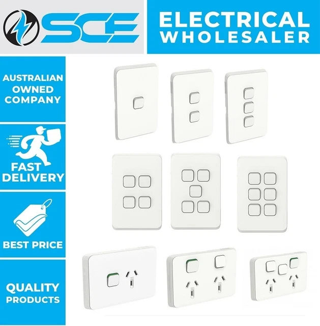 CLIPSAL ICONIC LIGHT Switch Power Point GPO Dimmer 1,2,3,4,5,6 Gang