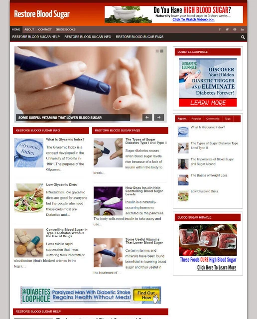 Ripristinare Sangue Zucchero Sito Web + Affiliates + & Nuovo Dominio