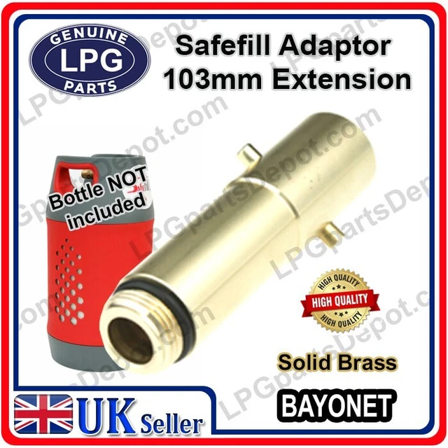 SAFEFILL GAS BOTTLE refill ADAPTOR EXTENSION bayonet UK LONG 103mm £19. ...