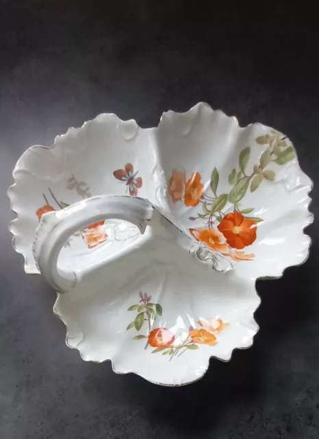 ANTIQUE c1890s FRENCH LIMOGES LANTERNIER HAND PAINTED HORS D'OEUVRE DISH.