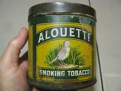 Rare Vintage smoking Tobacco Alouette round  tin can