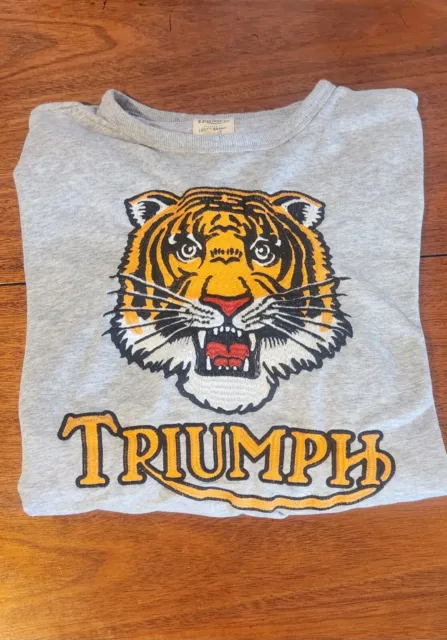 Lucky Brand TRIUMPH Motorcycles Sweatshirt Pullover Gray Tiger Mens XL