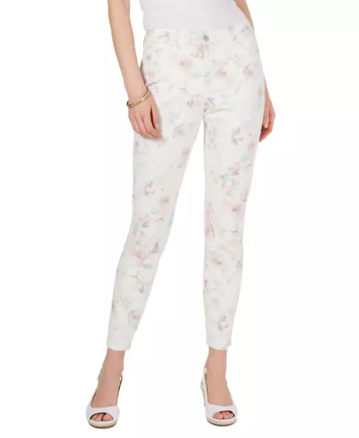 Style & Co Women's Floral-Print Skinny Jeans (Cream, 4)