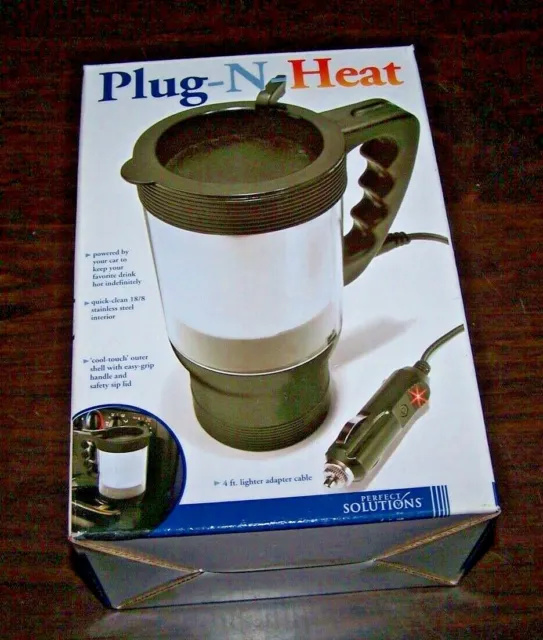 PLUG-N-HEAT Thermal Mug - 14 oz - Stainless Steel - w/4ft. cable - NIB!