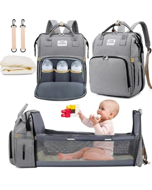 3 in 1 Travel Bassinet Diaper Backpack foldable Baby bed, Changing Station.