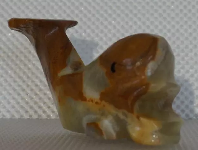 Hand Carved 4" Whale Figurine Onyx Marble Stone