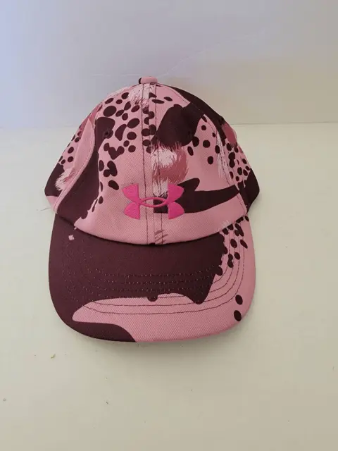 Under Armour Girls Pink Brown Woodmark Print Six Panel Hat One Size Youth