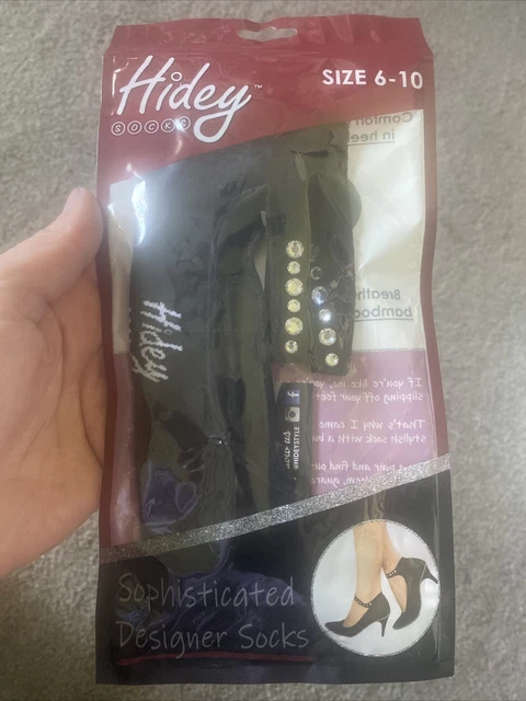 Hidey Socks size 6-10 Black Sophisticated Designer Socks
