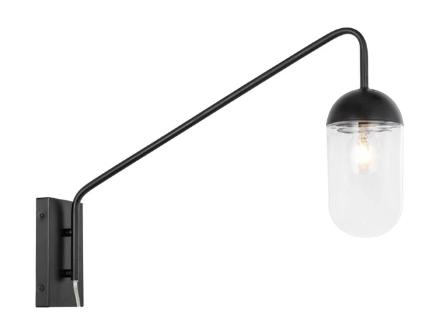 Living District LD6174BK Kace 1 Light Black & Clear Glass Wall Sconce