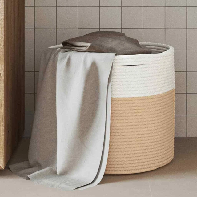 Panier de rangement beige et blanc Ø40x35 cm coton vidaXL