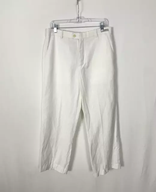 Perry Ellis Mens Linen Pants 32x32 White Linen Blend Portfolio Folio Flex