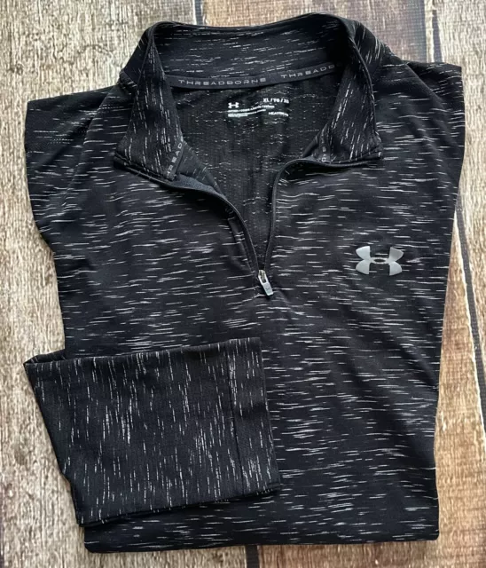 Under Armour Threadborne Heatgear Fitted 1/4 Zip Pullover Black Mens Xl Euc