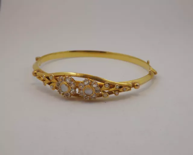 Bracciale Epoca Primo '900 In Oro Zaffiri Bianchi Vintage Gold Bangle 2