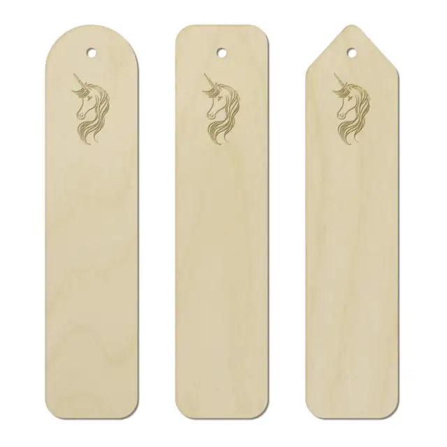 3 x 'Unicorn Profile' Birch Bookmarks (BK00030071)