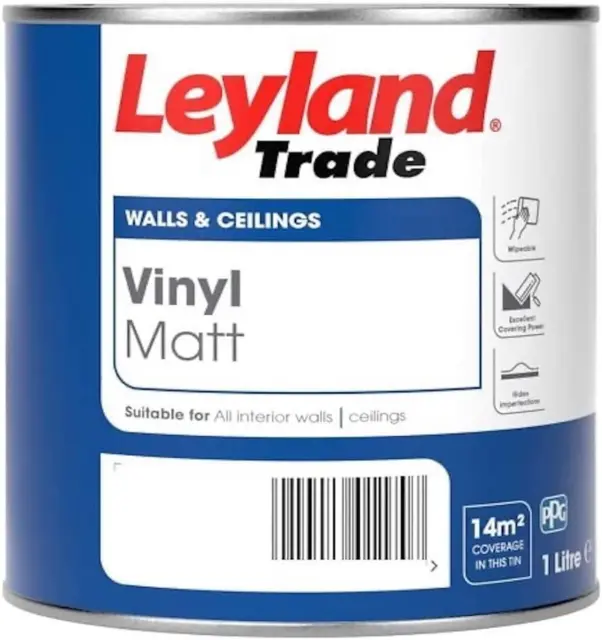 Leyland Trade Vinyl Matt Emulsion Paint - Black 1L