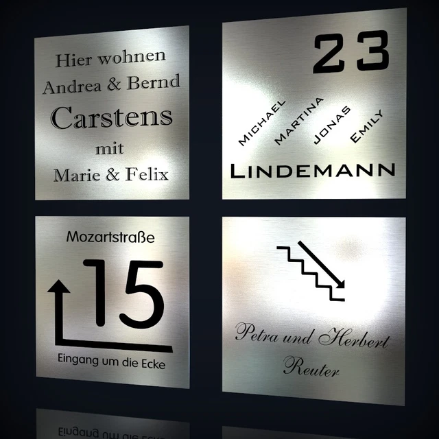Türschilder Edelstahl Türschild Aus Edelstahl Mit Lasergravur – Personalisierbar, Ca. 80x20 Mm, Für Namen Oder Hausnummer Gravurschild Kunststoff