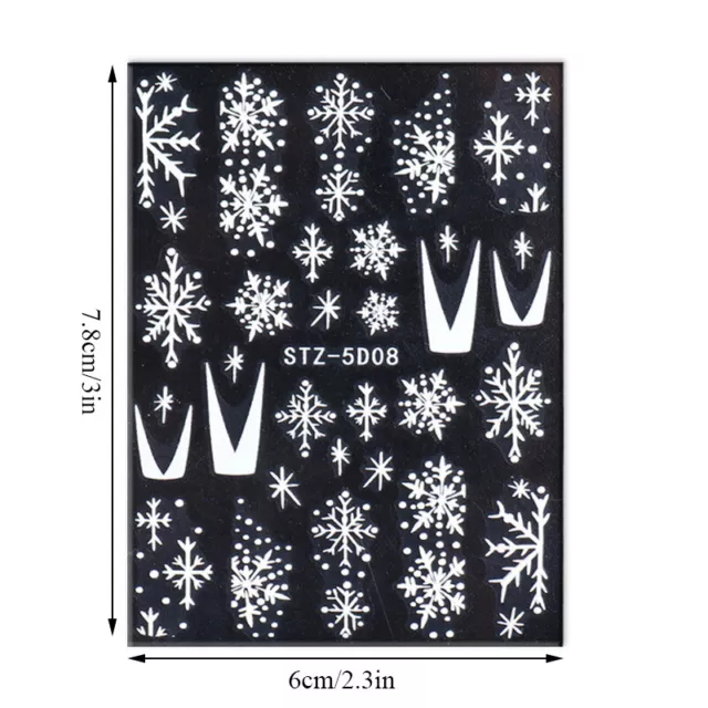 5D Relieve Copo de Nieve Uña Pegatina Autoadhesivo DIY Manicura Arte Decora < 2