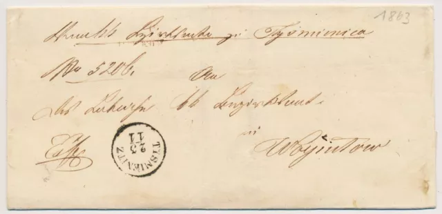ÖSTERREICH 1863 Brief TYSMIENITZ (Galizien) nach STANISLAU. Attraktiv!