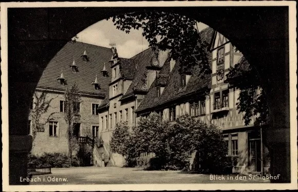 Ak Erbach im Odenwald Hessen, Blick in den Schlosshof - 3853271