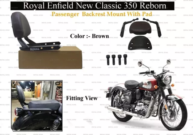 PASSENGER "BACKREST KIT & BROWN PAD" Fit for Royal Enfield New Classic 350